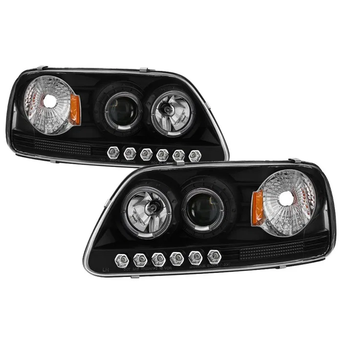 5010261 – SPYDER Headlight Assembly, Projector Beam With LED Halo 9005 Halogen High Beam/ H3 Halogen Low Beam Clear B...